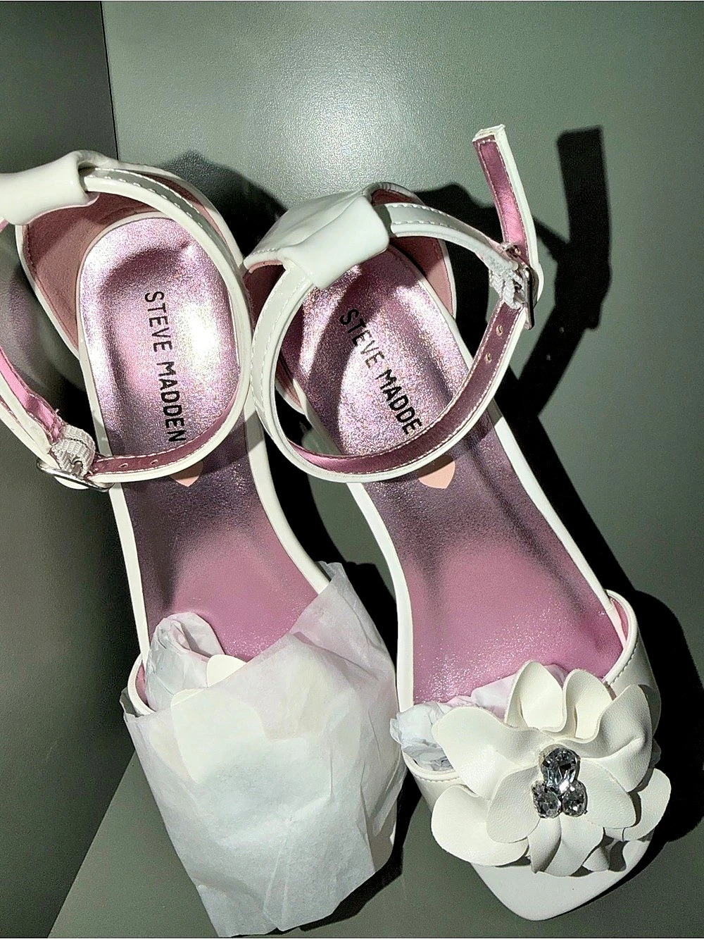 Steve Madden Kids JLESSA Flower Dress Sandals White Girls US 3 NWT
